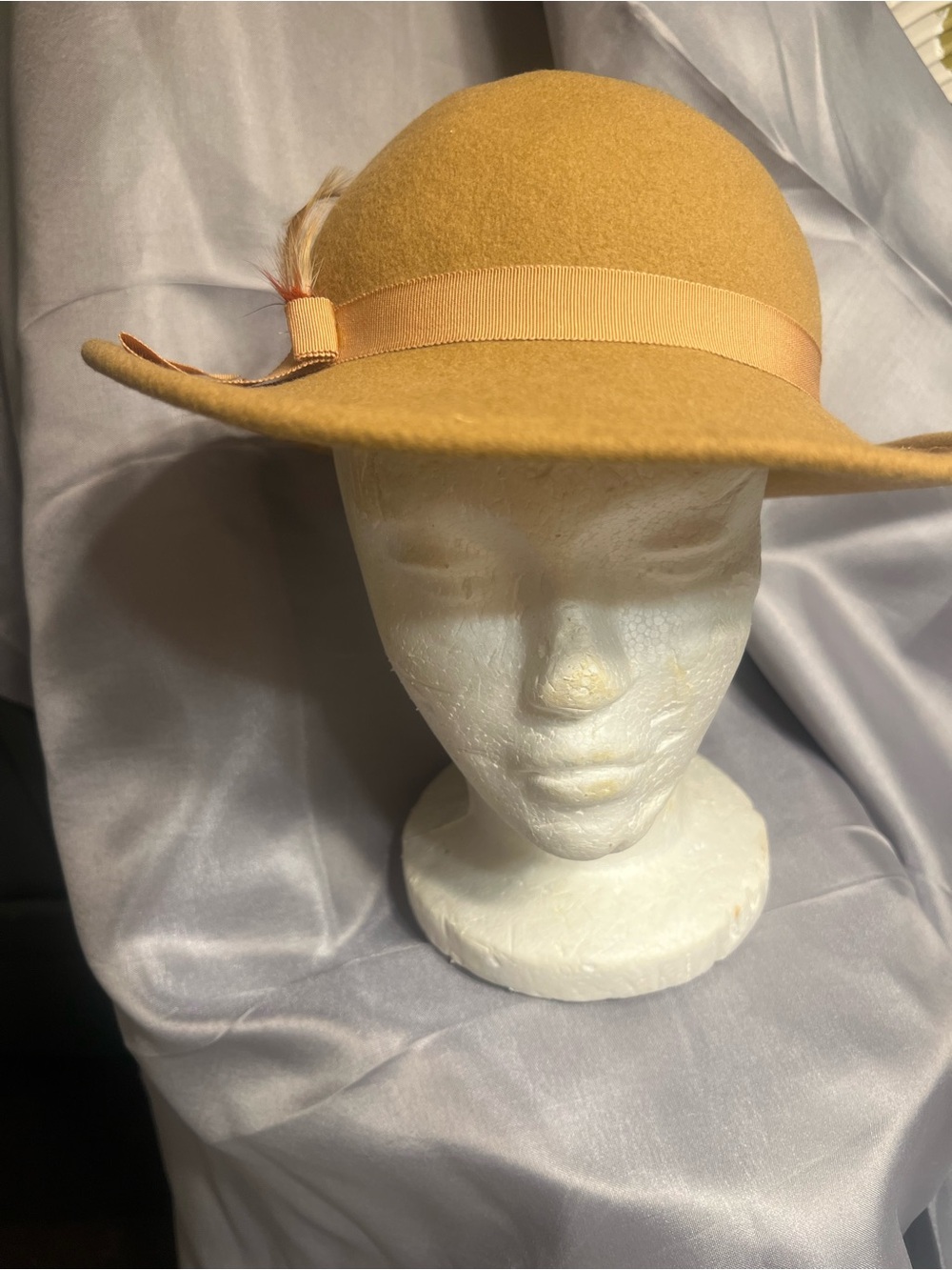 Tally Ho Golden Yellow Felt Cloche with Ribbon and Feather